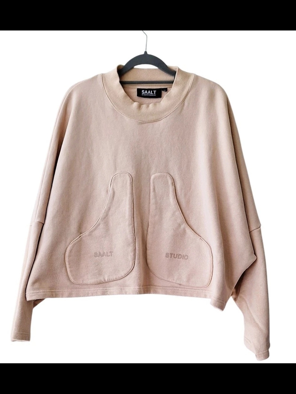 SAALT Studio Oversized Pocket Sweatshirt in Beige. Men's Size XL